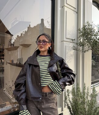 Extra Tall Longsleeve Striped Lime Brown