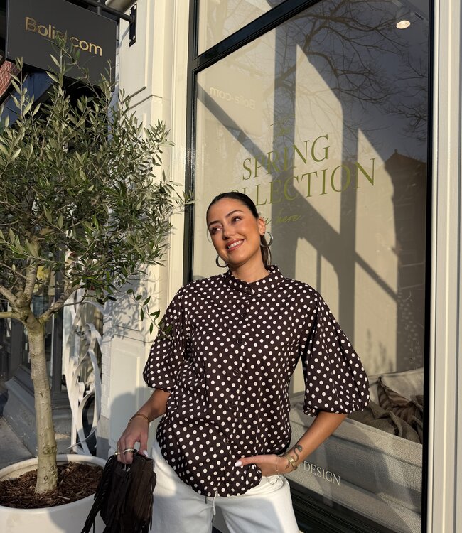 The Dotted Emma Blouse Brown