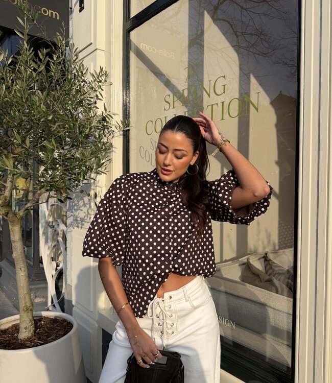 The Dotted Emma Blouse Brown
