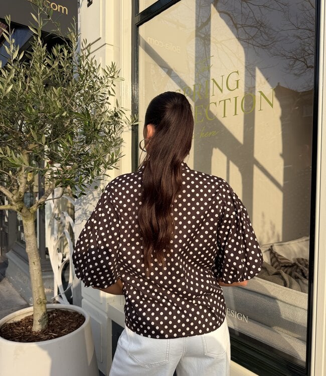 The Dotted Emma Blouse Brown