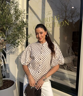 The Dotted Emma Blouse Beige