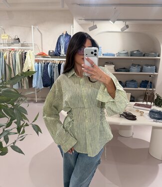 Blouse Getailleerd Check Lime