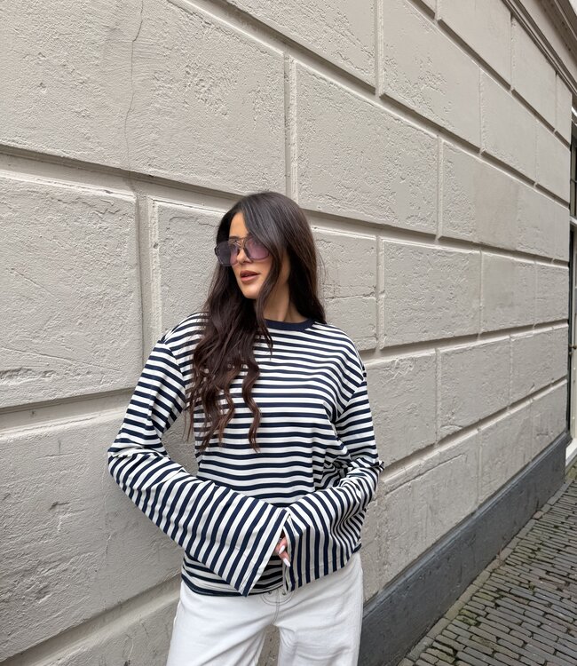 Extra Tall Longsleeve Striped White Blue