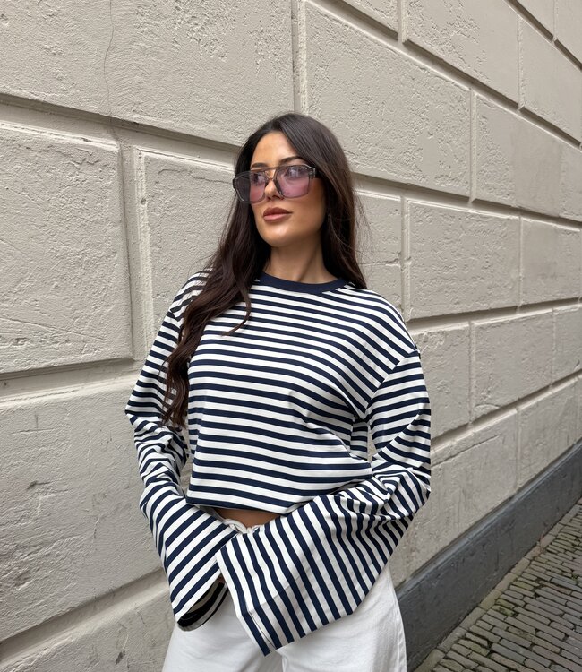 Extra Tall Longsleeve Striped White Blue