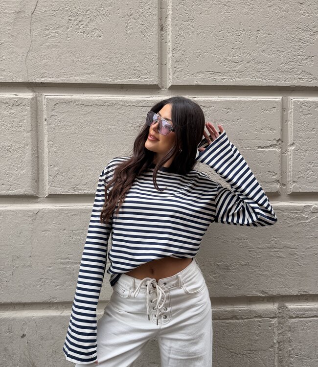 Extra Tall Longsleeve Striped White Blue