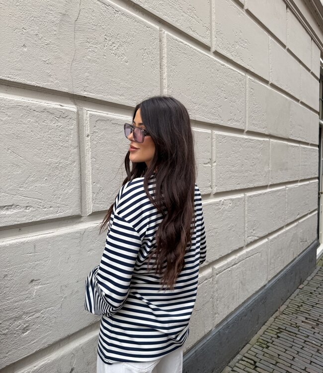 Extra Tall Longsleeve Striped White Blue