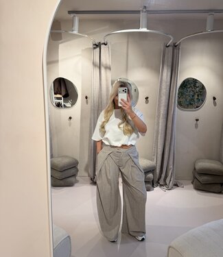 Pantalon Wide Leg Melange Taupe