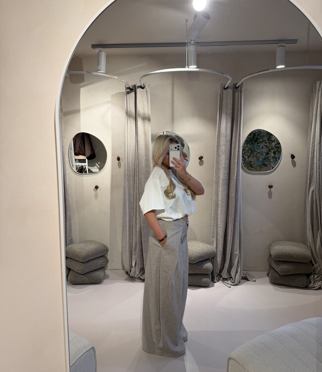 Pantalon Wide Leg Melange Taupe