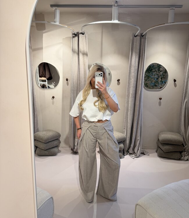 Pantalon Wide Leg Melange Taupe
