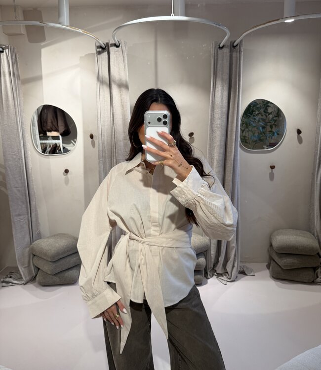 Blouse Mandy Geruit Beige