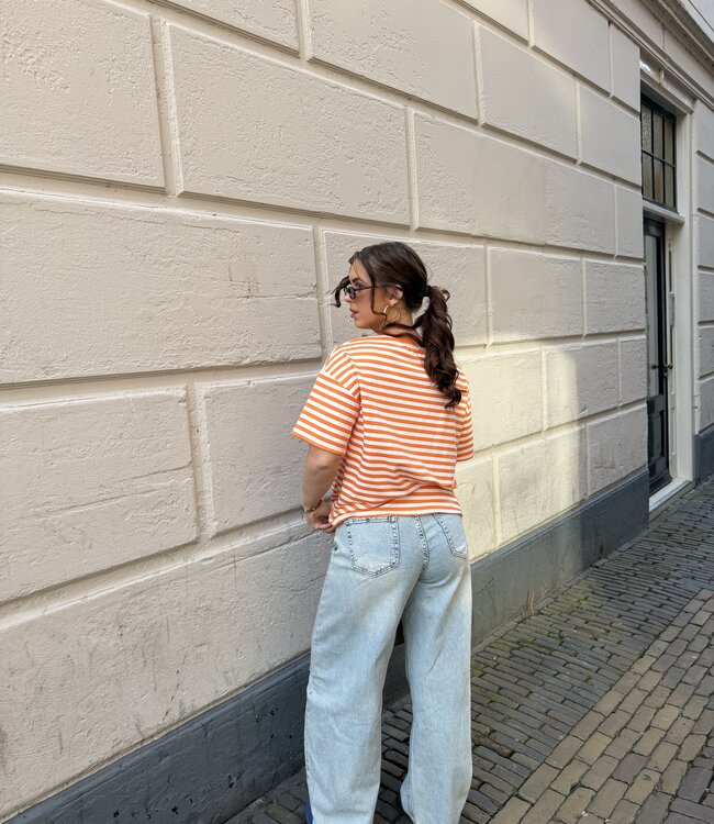 T-Shirt Striped Megan Orange Short