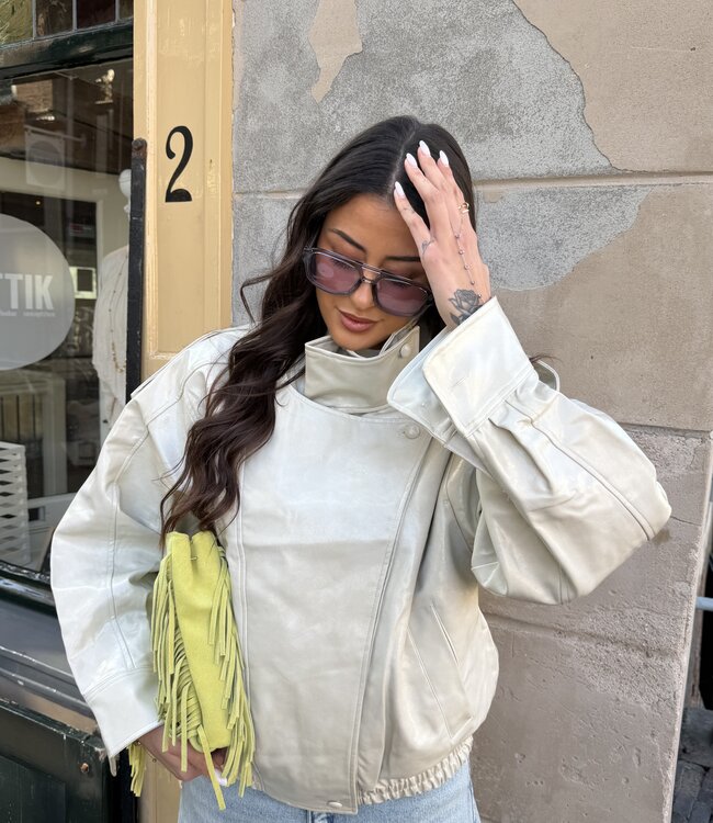The Statement Jacket Leather Creme