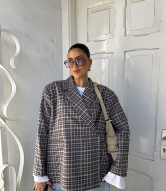 Ambika Oversized Blazer Purple Plaid