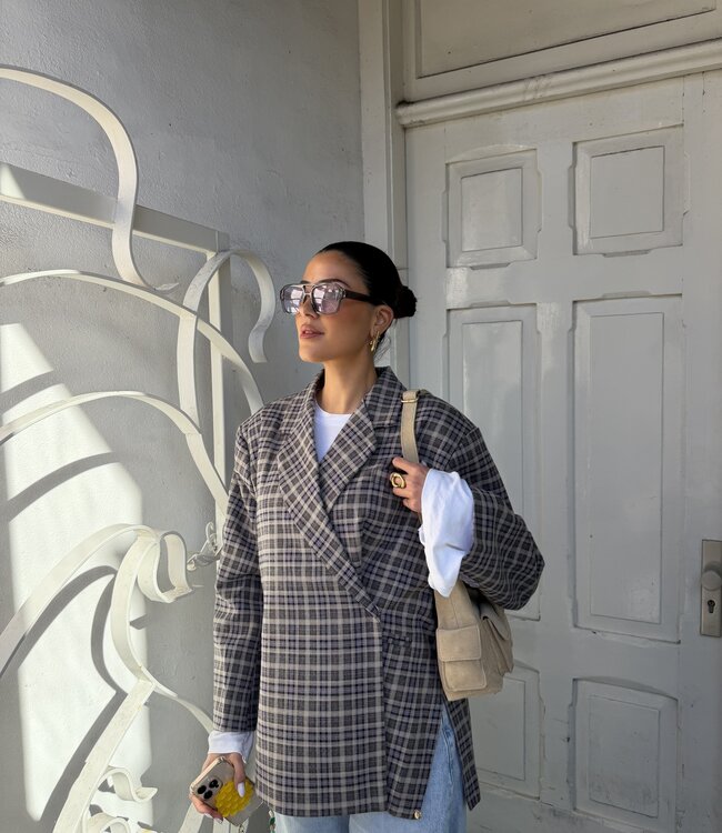 Ambika Oversized Blazer Purple Plaid