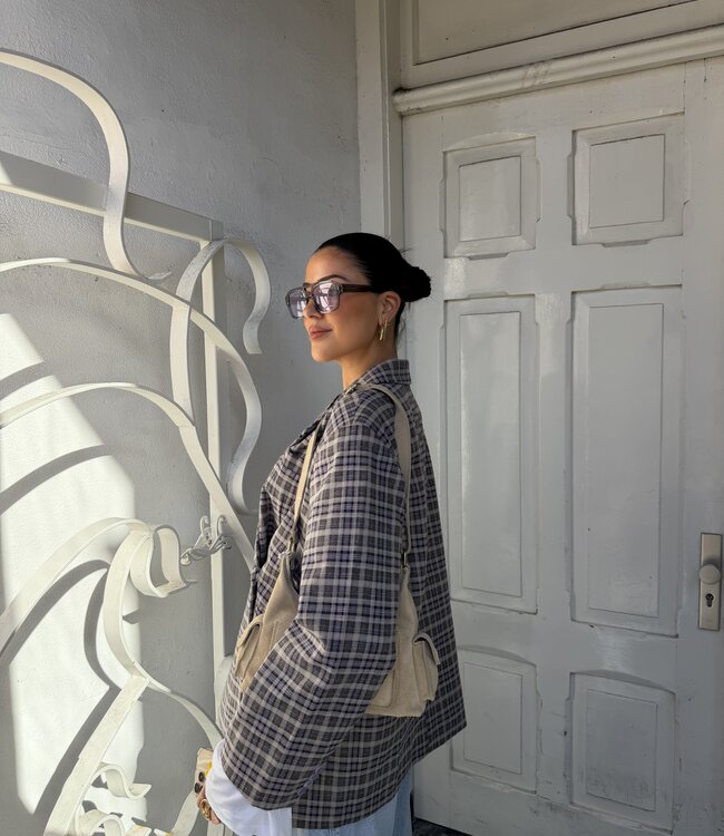 Ambika Oversized Blazer Purple Plaid