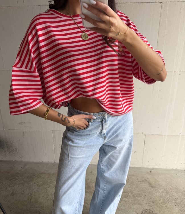 T-Shirt Striped Pink Red