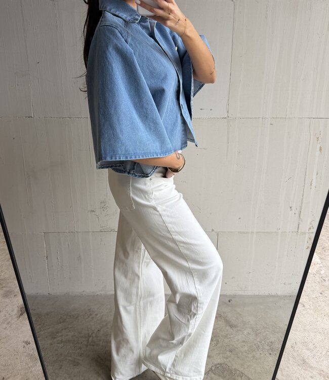 The Wide Sleeve Denim Blouse