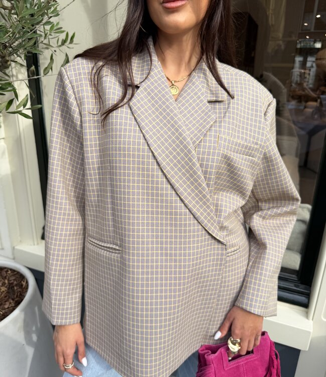 Ambika Oversized Blazer Yellow Plaid