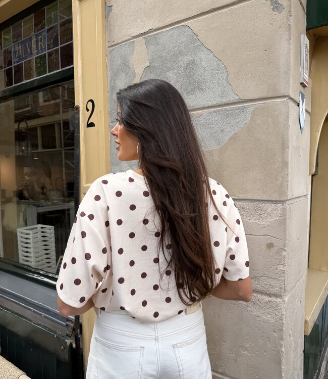 The Elin Top Dotted Beige