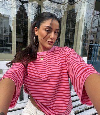T- Shirt Striped Alara Hot Pink