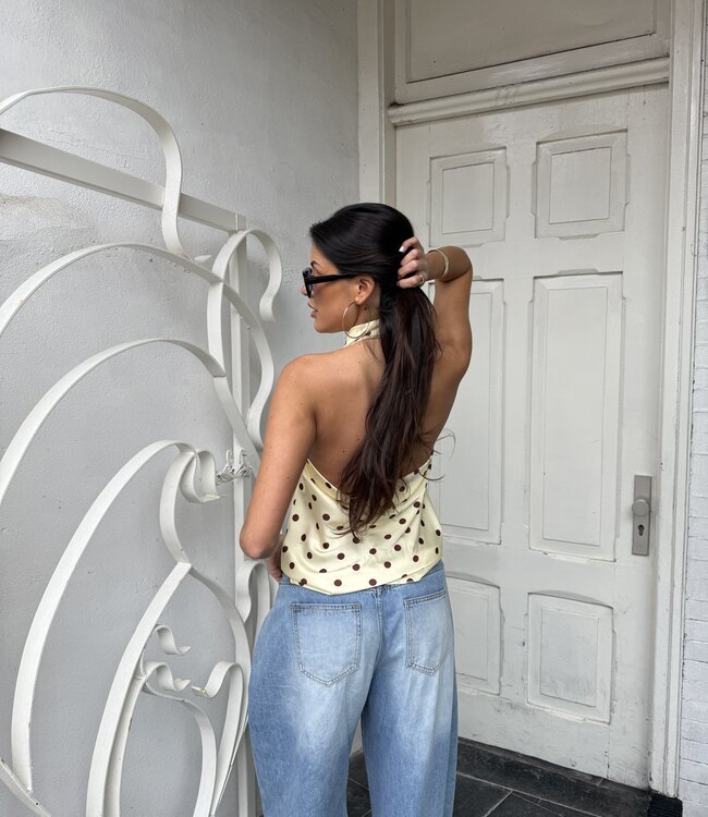 The Halter Dotty Top Black