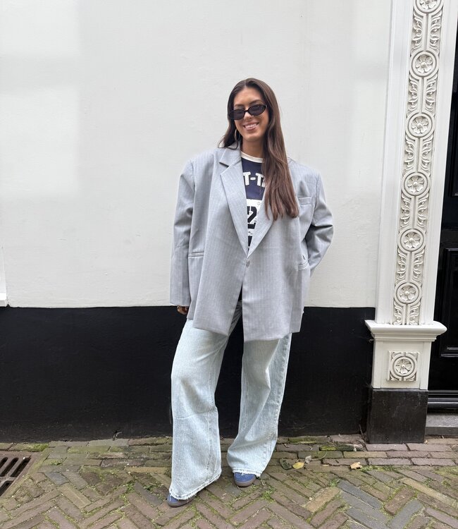Ambika Oversized Blazer Grey Stripe