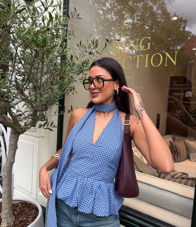The Amelia Halter Top Check Blue
