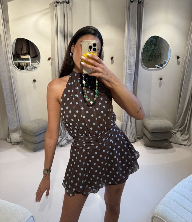 The Dotted Jumpsuit Brown And Blue