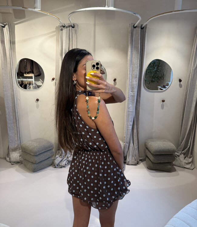 The Dotted Jumpsuit Brown And Blue