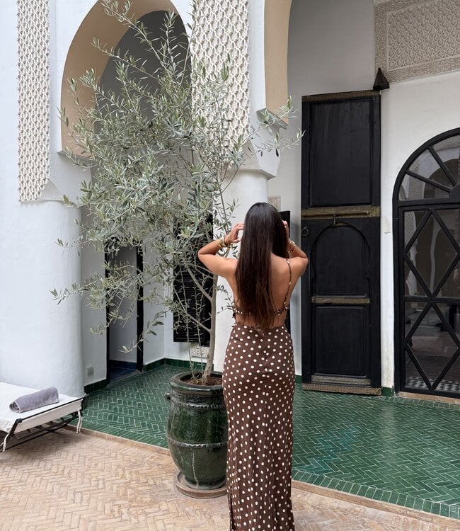 The Dotted Maxi Dress Brown