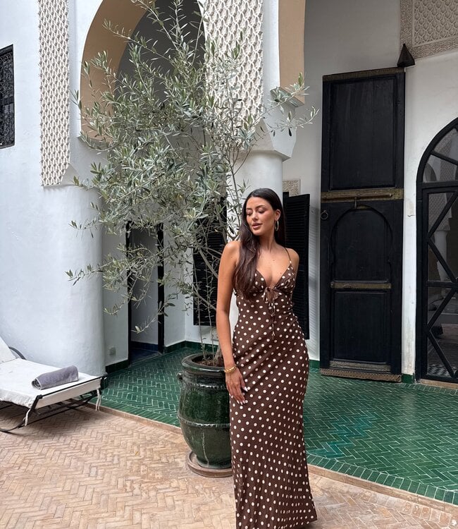 The Dotted Maxi Dress Brown