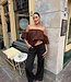The Dotted Off Shoulder Top Brown Black