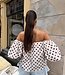 The Dotted Off Shoulder Top White Red
