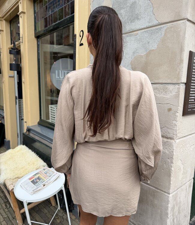 The Harper Wrap Dress Beige