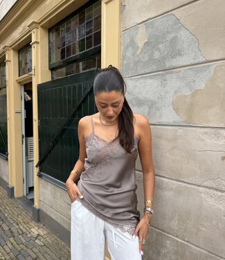The Mila Lace Top Taupe