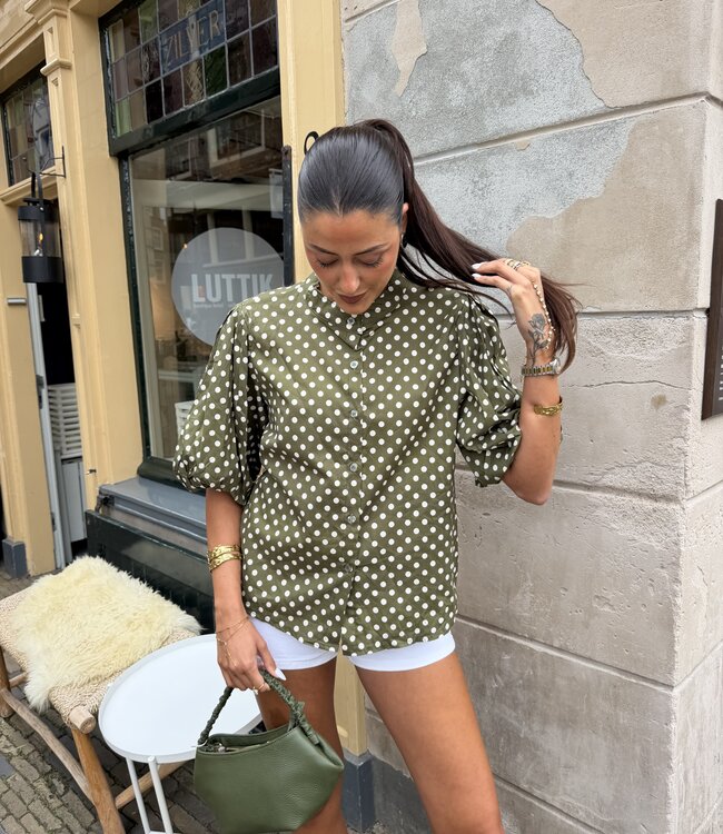 The Dotted Emma Blouse Green