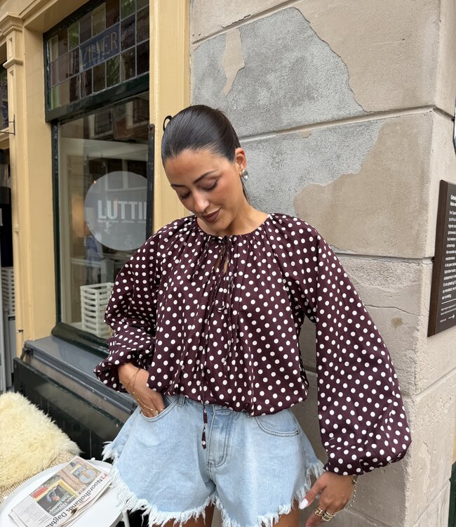 Isola Blouse Dot Bordeaux