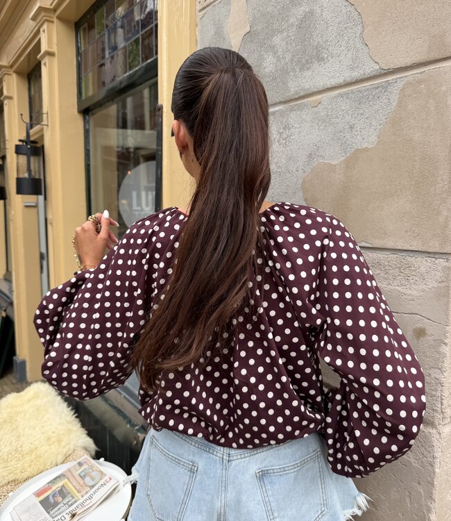Isola Blouse Dot Bordeaux