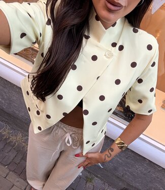 The Dotted Cropped Blazer Yellow