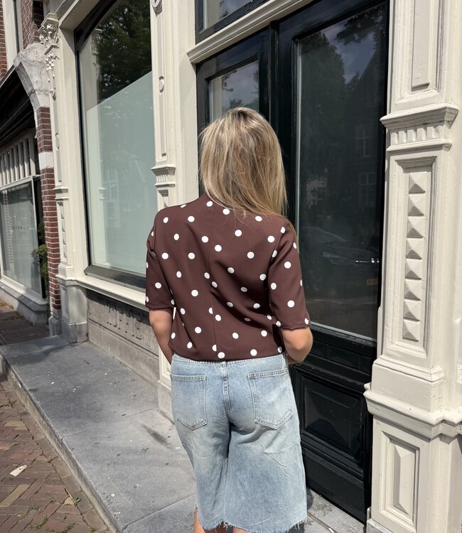 The Dotted Cropped Blazer Brown