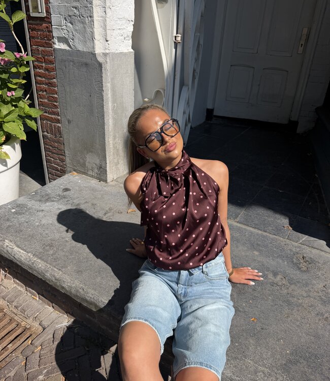 The Satin Balloon Top Bordeaux