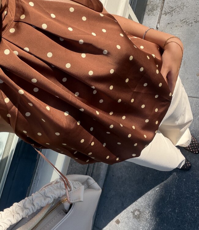 The Satin Balloon Top Brown