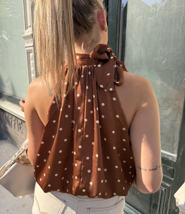 The Satin Balloon Top Brown