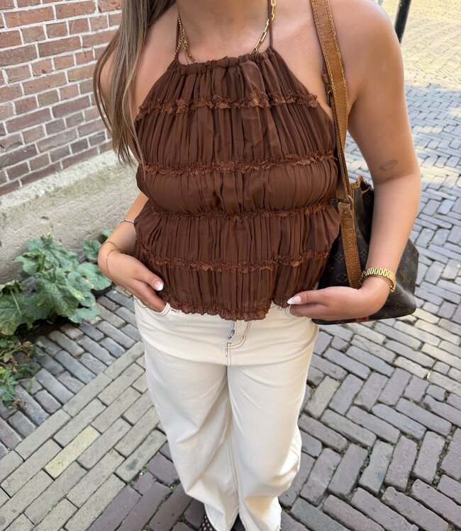 The Lola Open Back Top Brown