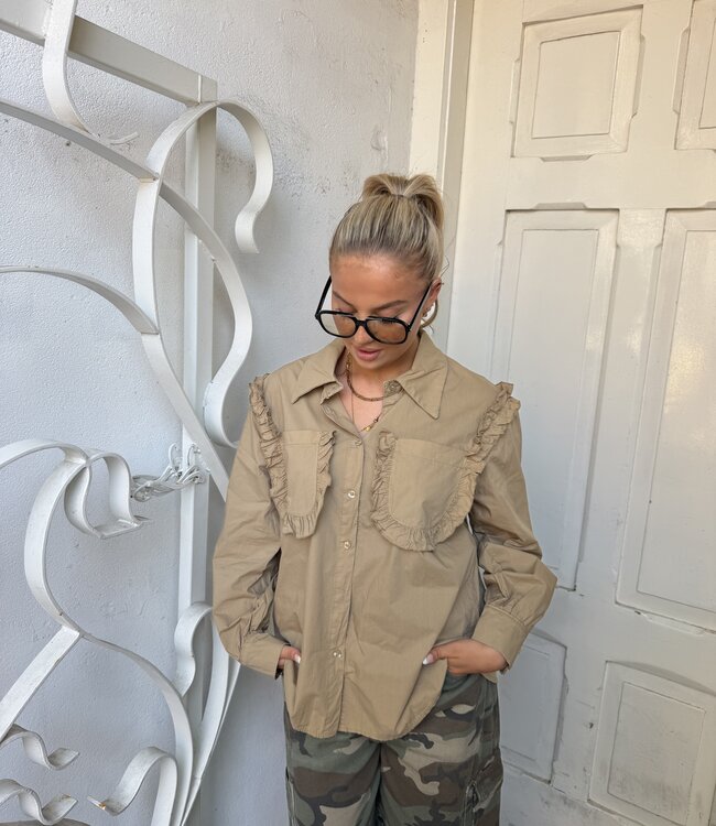 The Ambika Ruffle Blouse Camel