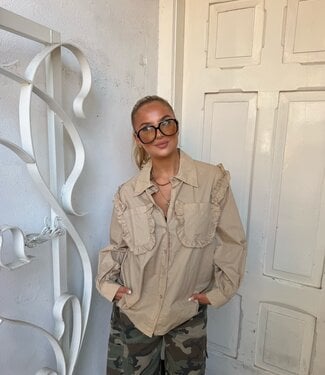 The Ambika Ruffle Blouse Beige