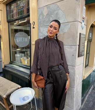 The Riley Check Blouse Brown