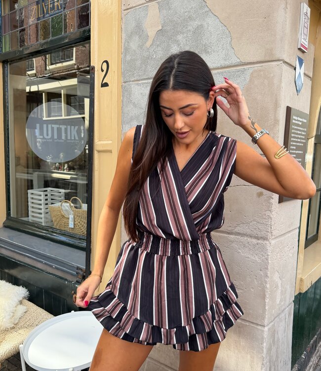 The Striped Playsuit Brown Black