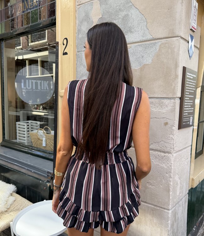 The Striped Playsuit Brown Black