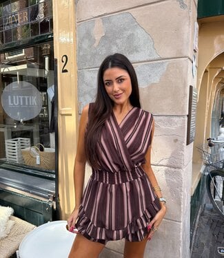 The Striped Playsuit Brown Brown